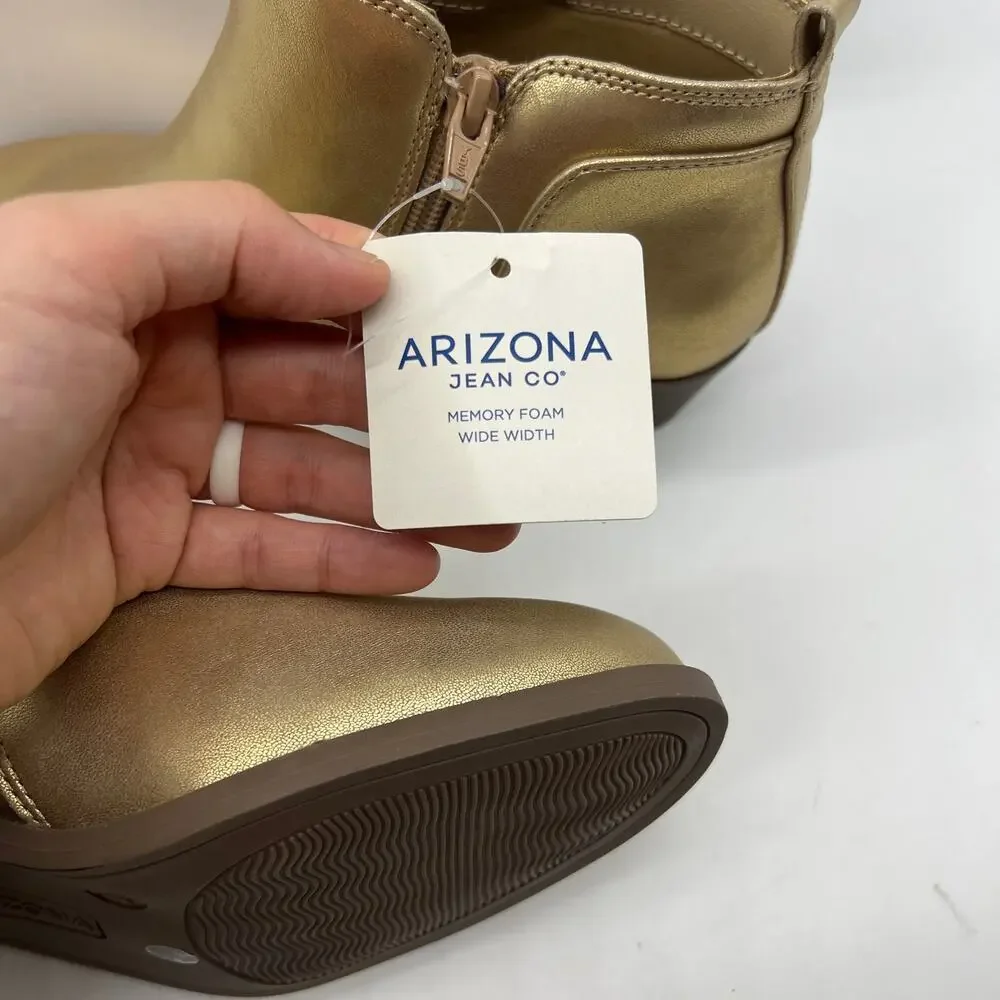 Arizona Jean Co Womens Castle Stacked Heel Booties Gold Size 6W